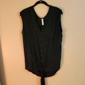 PerSeption Concept Black Sleeveless Tie-Front Blouse